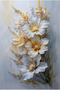 👉   White Gold Floral Painting – Modern Wall Decor with 3D Embossed Effect