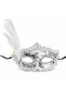 ®   Silver Feathered Sequined Luxury Stone Party Mask