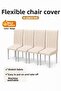 Set of 4 Jacquard Elastic Chair Covers Without Skirt - Beige