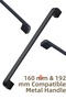 Radius Black Metal Furniture Handle 160 mm 16.0 cm Compatible Modern Kitchen Cabinet Drawer Handle 16.0 19.2 - 5