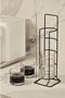 Matte Black 4-Piece Glass Mug and Stand Set Coffee Tea Presentation Organizer