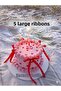 Red 5 Large + 40 Small Ribbon Bow Ornaments - Cake Balloon Bow Satin Ribbon - 6