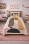 Geometric Abstract Pattern Children's Pique Set-Minimal Artistic Nordic Beige Mustard Quilted Bedspread - 7