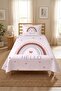 Rainbow Heart Pattern Children's Pique Set - Cheerful Pastel Nordic Powder White Decorative Bedspread - 7