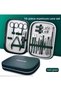 18 Piece Dark Green Stainless Steel Manicure Pedicure Care Set with Glass File in Special Box with Magnet - 3
