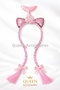 Mermaid Tail Fancy Crown with 2 Braided Pendants Hairpiece with Hair Crown with Sequins Pink with Sequined Ears - 2
