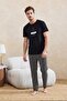 Black Regular/Normal Cut Plaid / Checked Cotton Piece Knitted Pajama Set Tmnss26Pt00048 - 2