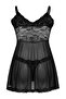 Siyah Dantelli Düğmeli Askılı Kapsız Külotlu Babydoll/Fantezi Gecelik TBBSS26DH00005 - 6