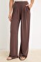 Kahverengi More Sustainable Yumuşak Modal Wide Leg/Geniş Kesim Premium Örme Pantolon TWOSS24PL00071 - 3