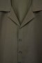 Haki Geniş Kalıp/Oversize Gabardin Apaş Yaka Erkek Dokuma Gömlek TMNSS26GO00034 - 5