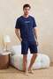 Navy Blue Regular Fit Printed 100% Cotton Summer Pajama Set Tmnss26Pt00038 - 2