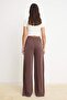 Kahverengi More Sustainable Yumuşak Modal Wide Leg/Geniş Kesim Premium Örme Pantolon TWOSS24PL00071 - 4