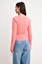Nar Çiçeği Düz Fitted Kruvaze Standart Kol Uzun Pamuklu Esnek Örme Bluz TWOSS26BZ00708 - 4