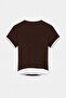 Kahverengi Degaje Yaka Body İçlikli Kısa T-shirt TDRSS26TS00018 - 5