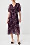 Purple Floral Patterned Midi Woven Dress Twoss26El00889 - 7
