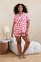Pembe Kalpli Gömlek Yaka Örme Büyük Beden Pijama Takımı TBBSS26AI00054 - 2
