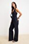Lacivert Halter Yaka Geniş Paça Denim Tulum TWOSS26TU00030 - 2
