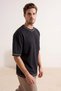 Anthracite Oversize/Wide Cut Faded Effect Stitching Detail 100% Cotton T-Shirt Tmnss26Ts00034 - 2