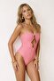 Pink Cut Out Detailed Strapless Covered Brazilian Swimsuit Tbess25Ma00098 - 2
