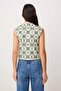 Green Geometric Patterned Embroidered Woven Vest Twoss26Ye00043 - 4