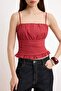 Lacivert Düz Fitted Asimetrik Yaka Düşük Kol Kısa Crop Pamuk Ribana Örme Bluz TWOSS26BZ00563 - 7