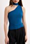 Petrol Choker Collar Fitted/Fitted to the Body Flexible Knitted Blouse Twoss24Bz00507 - 3