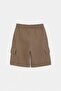 Brown-Beige 2-Piece Boys' Cotton Knitted Shorts with Elastic Waist and Cargo Pockets Tkdss25Sr00006 - 11