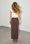 Brown Long Knitted Modal Skirt Tdrss26Et00037 - 3