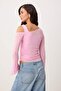 Açık Pembe Fitted/Vücuda Oturan Asimetrik Yaka Çift Görünümlü Büzgülü Tül Örme Bluz TWOSS26BZ00071 - 4