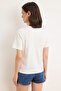 Ecru Printed Regular Crew Neck Standard Sleeve Short 100% Cotton Knitted T-Shirt Twoss26Ts00212 - 4