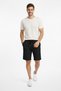 Men's Black Cotton Linen Look Relaxed Shorts with Elastic Waist - 4