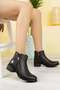 D25Kb 1615 Black Genuine Leather Heeled Women's Boots - 4