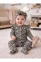 100% Cotton 3-6-9 Months Bandanali Shoulder Ruffle Leopard Printed Piece Jumpsuit Set 2-Piece Set Baby&Child Set - 2