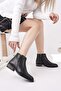 D25Kb 4605 Black Genuine Leather Zippered Women's Boots