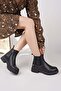D25Kb 1660 Black Genuine Leather Zippered Women's Boots