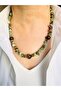 Chrysoprase and Tiger's Eye Natural Stone Necklace 53 cm