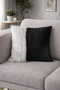 White Plush Detailed Leather Pillow Cushion Cover