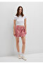Printed Red Mini Skirt with Tie Detail 1310767-91091 - 2