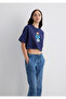 Evil Eye Bead Printed Navy Blue T-Shirt Crop / Short Cut 1613443-70495 - 3