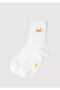 Cat Embroidered White Socks 1913434-620