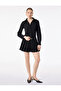 Long Sleeve Buttoned Belt Detailed Pleated Mini Shirt Dress - 2