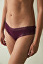 Burgundy Lace Cotton Regular Waist Slip Panties