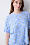 Bowtiful Printed T-Shirt Light Blue Pajama Top - 2