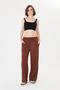 Women's Wide-Legged Trousers with Nevrurlu Pockets - Brown