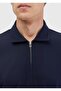 Navy Blue Jacquard Polo Collar 100% Cotton T-Shirt - 5