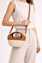 Capsule Soft Wicker and Genuine Leather Special Design Stylish Premium Women's Crossbody Bag with Adjustable Strap - 2
