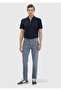Navy Blue Jacquard Polo Collar 100% Cotton T-Shirt - 2