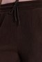 Women's Relax Fit Comfortable Cut Waist Lace-Up Jacquard Elastic Brown Palazzo Trousers - 2