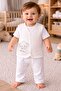 Quilted Combed Cotton Anti-Sweat Vest. Cream Elephant Embroidery - 3