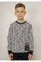 2-14 Years Old Boys' Black Patterned Knitted Sweatshirt-4/5 Y